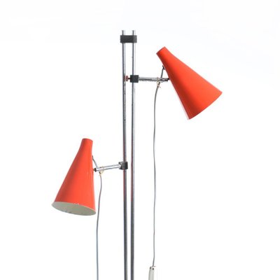Tall Red Metal And Chrome Floor Lamp By, Tall Red Lamp