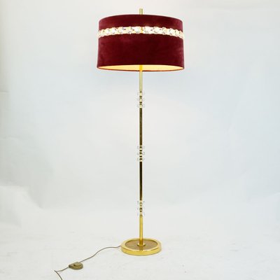 Crystal Glass Floor Lamp, Vintage Red Velvet Lamp Shades