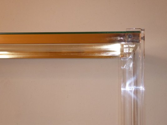 Acrylic Glass, Acrylic & Brass Glass Shelf for sale at Pamono
