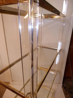 Acrylic Glass, Acrylic & Brass Glass Shelf for sale at Pamono