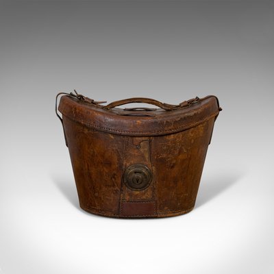 Antique English Leather Hat Box