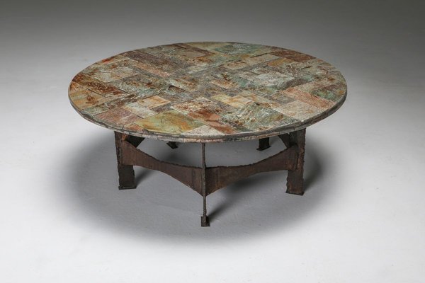 Round Slate Mosaic Coffee Table By Pia, Round Granite Coffee Table
