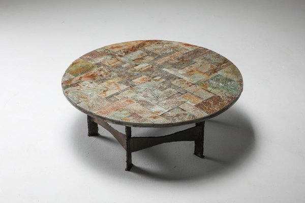 Round Slate Mosaic Coffee Table By Pia, Round Slate Table