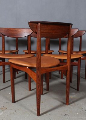Rosewood And Cognac Aniline Leather Dining Chairs By Kurt østervig Set Of 6 For Sale At Pamono