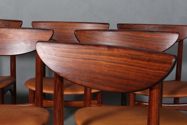 Rosewood And Cognac Aniline Leather Dining Chairs By Kurt østervig Set Of 6 For Sale At Pamono