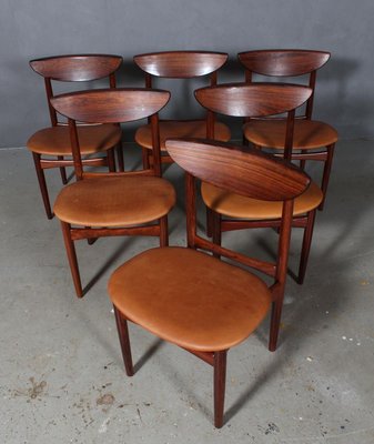 Rosewood And Cognac Aniline Leather Dining Chairs By Kurt østervig Set Of 6 For Sale At Pamono