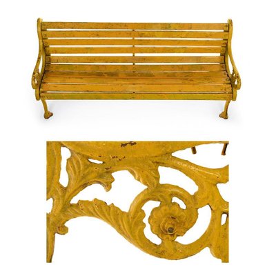 Wooden Bench in Cast Yellow Patina for sale at Pamono
