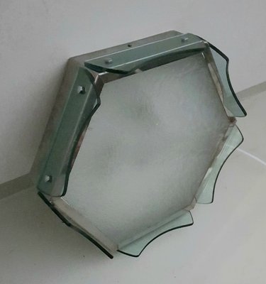 Italian Flat Ceiling Lamp With Green Glass Enclosure, 1960s for sale at  Pamono