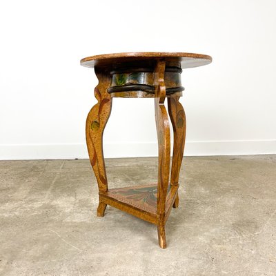 Small Round Painted Side Table With, Small Round Antique Side Table