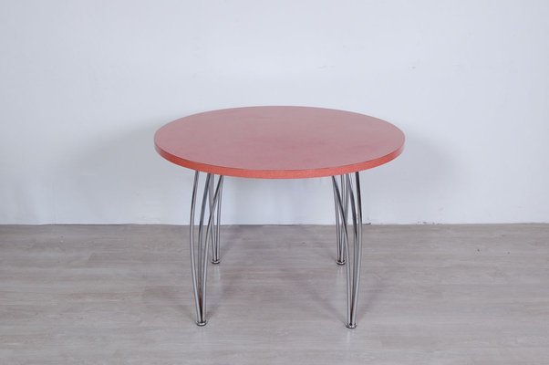 Round Dining Table With Red Formica Top 1970s Bei Pamono Kaufen