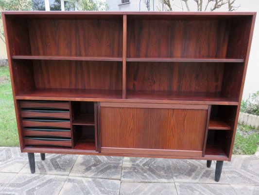 Rosewood With Sliding Doors Drawers, Bookcase With Drawers And Doors