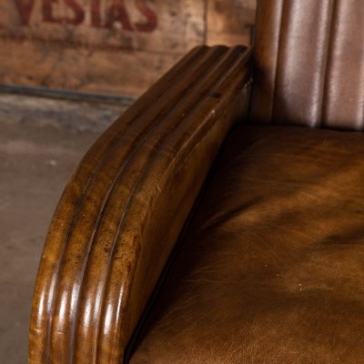 Art Deco Leather Tub Chairs Sofa 1920s Set of 3 for sale at Pamono