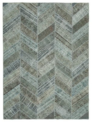 GRAY color Patchwork RUG HANDMADE from OVERDYED distressed old Turkish Carpets 