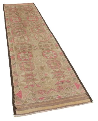 Vintage Oriental Handmade Wool Beige Runner Carpet For Sale At Pamono