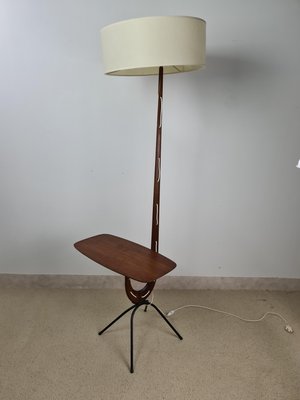 Teak Model Giraffe Floor Lamp By Jean, Floor Lamp Table Combination