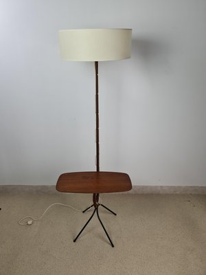 Teak Model Giraffe Floor Lamp By Jean, Pole Lamp With Table