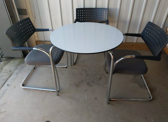 Round Table Dining Or Office Visa Vis Cantilever Chairs Set From Vitra Set Of 5 For Sale At Pamono