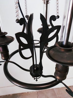 Vintage Wrought Iron Chandelier With Beaded Lampshades For At Pamono Vintage Wrought Iron Chandelier With, Classic Black Wrought Iron Chandelier
