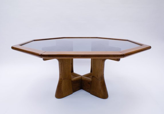 Octagonal Coffee Table With Smoked Glass Top 1960s For Sale At Pamono