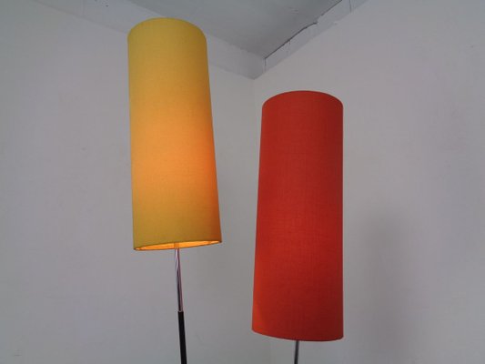 Mid Century Floor Lamp With Two, Tall Cylinder Lamp Shades For Floor Lamps