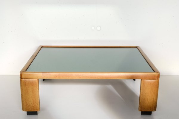 Leather And Mirrored Glass Coffee Table By Luigi Massoni For Poltrona Frau 1970 S At Pamono Leather And Mirrored Glass Coffee Table, Mirrored Wood Glass Coffee Table