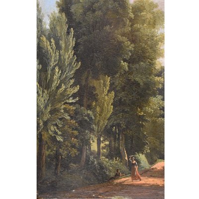 olio Roman M larghezza paesaggio con alberi solitaria per 1900 1849-1910 