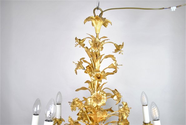 Gilt Bronze Chandelier With Flowers And Leaves For At Pamono Gilt Bronze Chandelier With Flowers And, Chandelier With Flowers And Leaves
