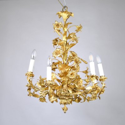 Gilt Bronze Chandelier With Flowers And, Chandelier With Flowers And Leaves