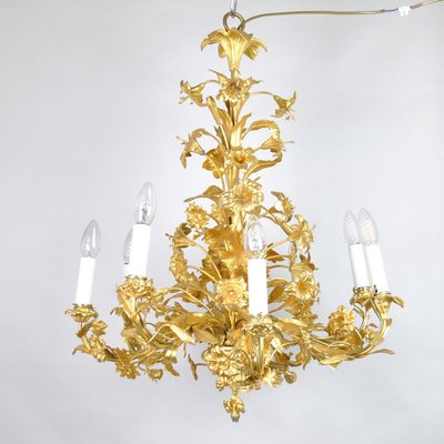 Gilt Bronze Chandelier With Flowers And Leaves For At Pamono Gilt Bronze Chandelier With Flowers And, Chandelier With Flowers And Leaves