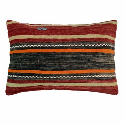 60 x 40 cm Wool boho cushion. Unique vintage kilim pillow from Anatolia