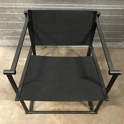 FM62 Cube Lounge Chair in Black Linen by Radboud Van Beekum for