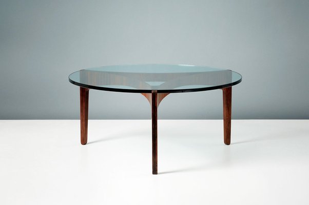 Glass Coffee Table By Sven Ellekaer, Glass Round Side Table Uk