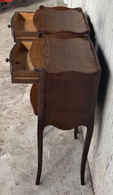 French Oak Nightstands With One Drawer And Open Shelf 1920s Set Of 2 En Venta En Pamono