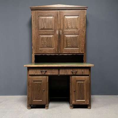 Painted Pine Bureau With Top Cabinet, Pine Desk With Hutch Top View