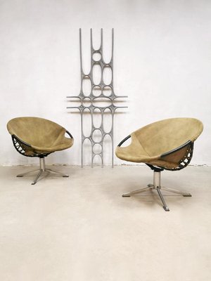 Vintage Swivel Balloon Circle Chairs From Lusch Co Set Of 2 For Sale At Pamono