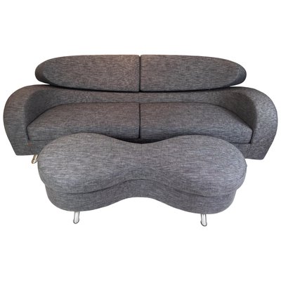 Norwegisches 2-Sitzer Sofa in Grauer Wolle mit Hocker von Brunstad, 2er Set  bei Pamono kaufen