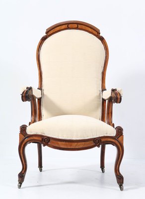 Satinwood Victorian High Back Armchair or Voltaire Chair, 1860s