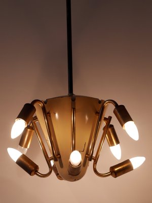Lustre Plafonnier Spoutnik En Laiton Avec Boules Orange - Style Milieu Du Siècle, 12 Ampoules