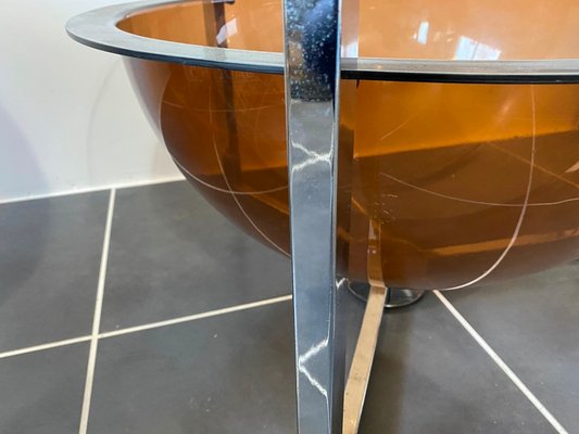 Low Round Glass And Plexiglass Coffee Table With Chrome Base 1970s For Sale At Pamono