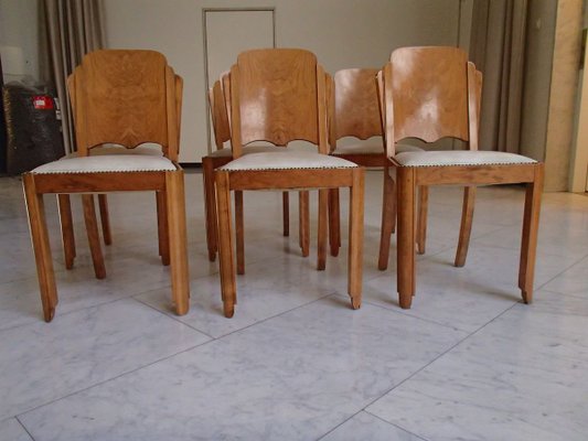 Art Deco Dining Chairs 1930s Set Of 6, Art Deco Dining Chairs Uk