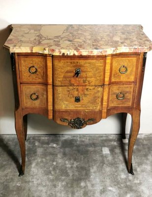 Louis XVI Style French Walnut Briarwood Chest of Drawers with