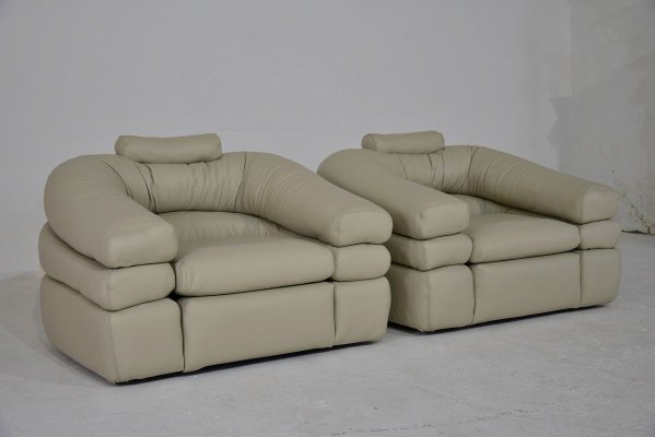 Mid Century Modern Ivory Leather, Ivory Leather Chairs