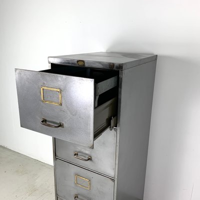 Vintage Polished Steel Filing Cabinet, How To Get Paint Off Dresser Handles