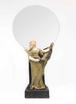 18.5" 19Th Century Replica Nude Female Statue Sculpture Art Nouveau Mirror 
