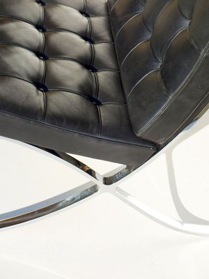 Barcelona Black Leather Lounge Chair by Ludwig Mies van der Rohe