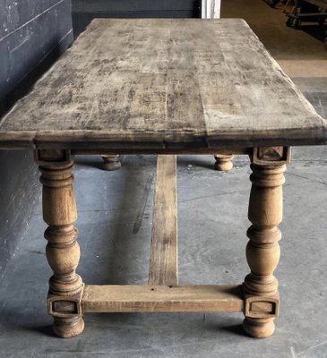 Rustic French Farmhouse Refectory Dining Table In Bleached Oak For Sale At Pamono