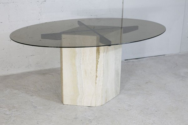 Stone Base And Smoked Glass Top, Dining Table Base For Glass Top