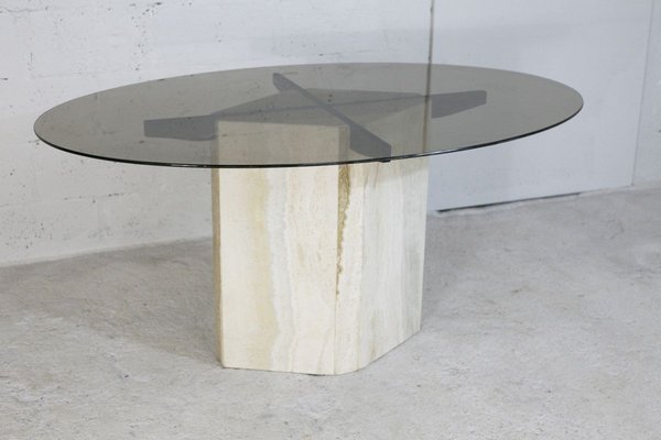 Glass table with stone base deals