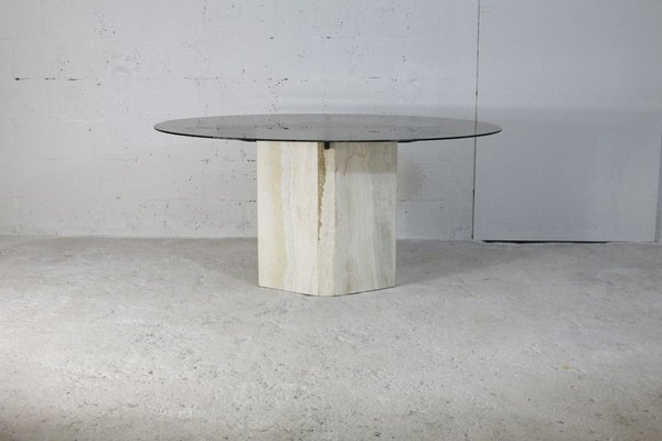 Glass table with stone base deals