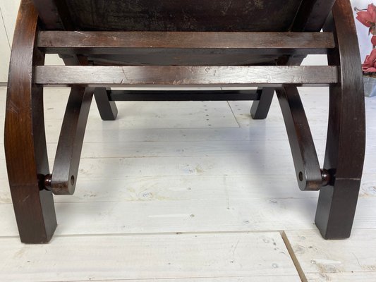 Mid-Century Modern Ecuadorian Wood and Leather Folding Chair by